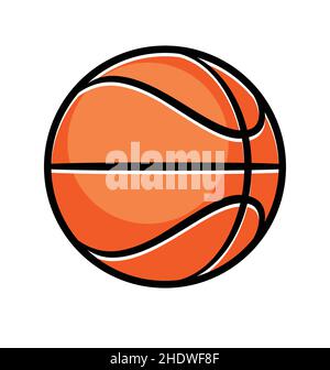 Klassische Cartoon stilisierte orange Basketball mit schwarzen Streifen einfache Illustration Vektor auf weißem Hintergrund isoliert Stock Vektor