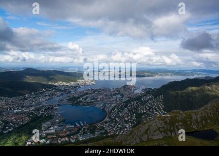 Blick auf die Stadt, norwegen, bergen, Blick auf die Stadt, norways, bergens, Rettung, Bergung Stockfoto