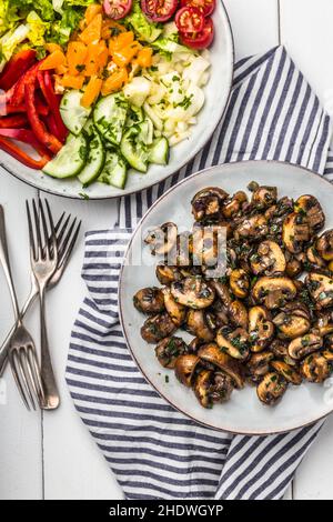 Gemüse, Salat, Pilze, Gemüse, fettarm, Salate, Pilze Stockfoto