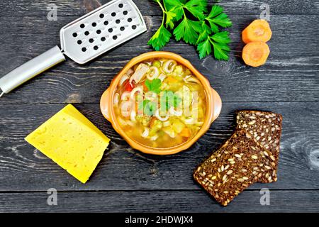 Roggenbrot, Minestrone, Roggenbrot, Minestrone Stockfoto