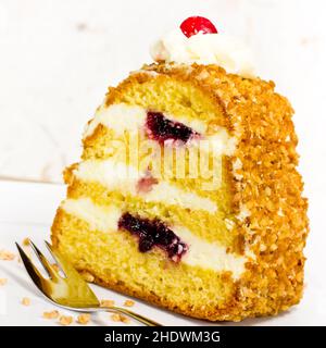 Stück Kuchen, frankfurter Kronenkuchen, Stück Kuchen, frankfurter Kronenkuchen Stockfoto