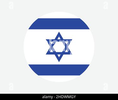 Israel Round Country Flagge. Israelische Kreis Nationalflagge. Kreisförmiges Knopfbanner des Staates Israel. EPS-Vektorgrafik. Stock Vektor