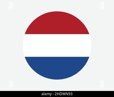 Niederlande Round Country Flagge. Niederländische Circle Nationalflagge. Holland Rundschreiben-Knopfbanner. EPS-Vektorgrafik. Stock Vektor