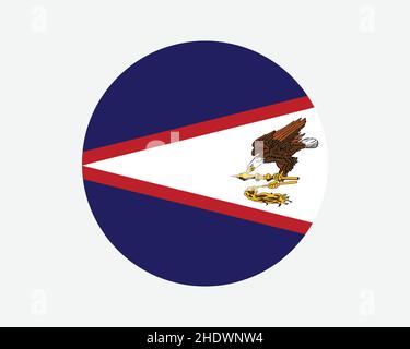 Amerikanische Samoa Runde Flagge. Flagge Des Amerikanischen Samoa-Kreises. Nicht eingegliederte und unorganisierte Territorien der USA. Banner Für Die Schaltfläche „Kreisform“. EPS-Vektordarstellung Stock Vektor