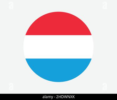 Luxemburg Runde Land Flagge. Luxemburgischer Kreis Nationalflagge. Kreisförmiges Knopfbanner des Großherzogtums Luxemburg. EPS-Vektorgrafik. Stock Vektor