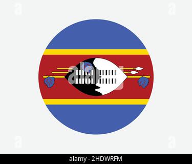 Eswatini Round Country Flagge. Kreisförmige Swasiland-Nationalflagge. Banner mit kreisförmiger Schaltfläche „Königreich von Eswatini“. EPS-Vektorgrafik. Stock Vektor