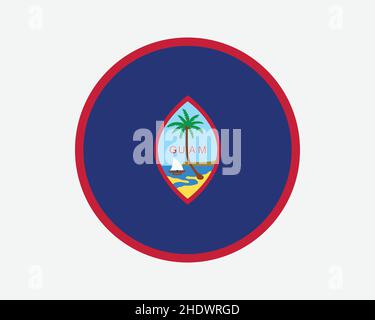 Guam Round Flag. Flagge Des Guamanischen Kreises. Nicht eingebautes und organisiertes Rundschreiben-Knopfbanner für US-USA-Territorium. EPS-Vektorgrafik. Stock Vektor