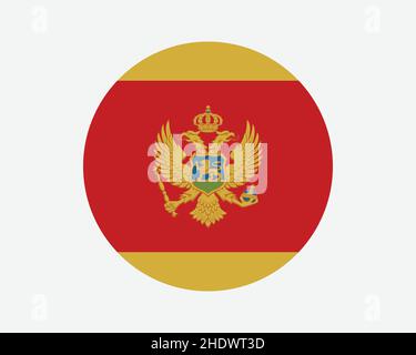 Montenegro Round Country Flagge. Nationalflagge Des „Res De La“. Montenegro – Rundschreiben-Knopf-Banner. EPS-Vektorgrafik. Stock Vektor