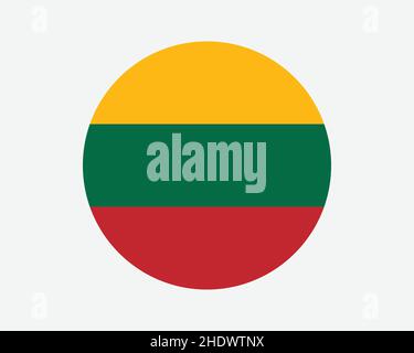 Litauen Runde Landesflagge. Litauischer Kreis Nationalflagge. Kreisförmiges Knopfbanner der Republik Litauen. EPS-Vektorgrafik. Stock Vektor