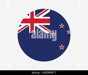 Neuseeland Round Country Flagge. Kiwi Circle Nationalflagge. Neuseeländisches Rundschreiben-Banner. EPS-Vektorgrafik. Stock Vektor