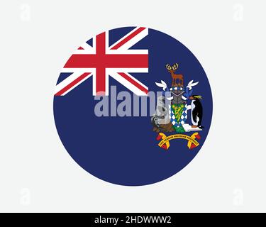 Südgeorgien und die Südlichen Sandwichinseln Runde Flagge. SGSSI Circle Flag. Bannerförmiges Knopfbanner Im Britischen Überseegebiet. EPS-Vektordarstellung Stock Vektor