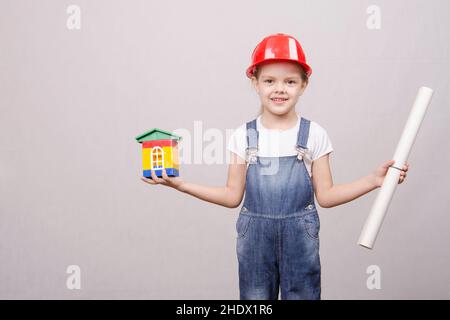 Mädchen, Architektin, Traumjob, Mädchen, Architekten Stockfoto