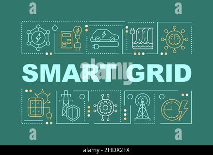 Smart Grid Wortkonzepte grünes Banner Stock Vektor