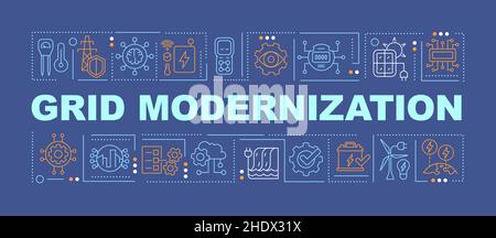 Grid Modernisierung Wort Konzepte blauen Banner Stock Vektor