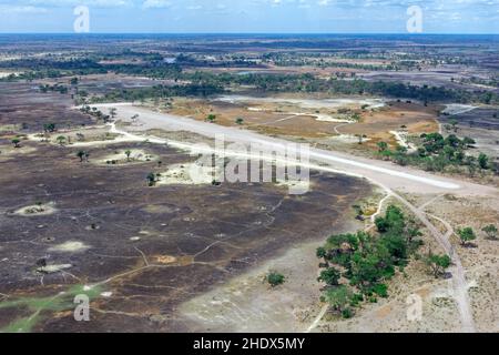 Flugplatz, botswana, Flugplätze, Start- und Landebahn, Botswanas Stockfoto