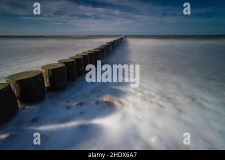 Geschwindigkeitslicht, ostsee, Groyne, Geschwindigkeitslichter, ostsee, Groynes Stockfoto