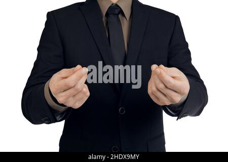 Geschäftsmann, Handzeichen, Geste, Zahlung, Chef, Geschäftsleute, Führungskräfte, Führungskräfte, Führungskräfte, manager, Handzeichen, Gesten, Zahlungen Stockfoto