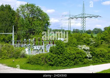Elektrizität, Stromversorgung, Umspannwerk, Elektrik, Elektrik, Stromversorgung, Umspannwerke Stockfoto