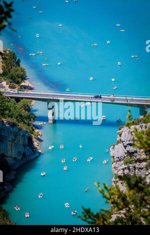 Brücke, Boote, lac de sainte croix, Brücken, Boot, lac de sainte-Croixs Stockfoto