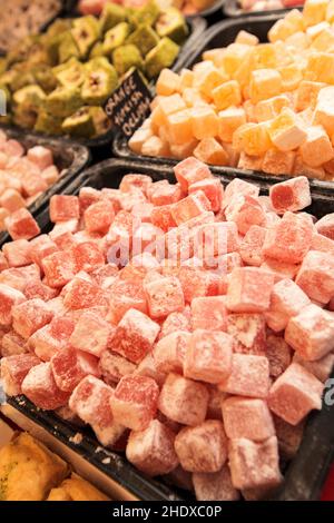 Süßigkeiten, Marktstände, Lokum, Süßigkeiten, Marktstände, Lokums, türkisches Vergnügen Stockfoto