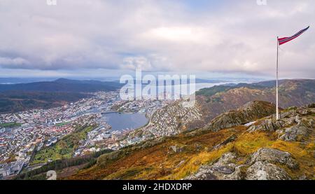 Blick auf die Stadt, bergen, Blick auf die Stadt, bergens, Rettung, Bergung Stockfoto