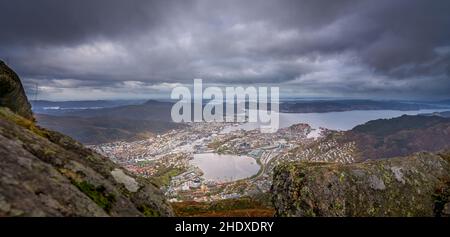 Blick auf die Stadt, norwegen, bergen, Blick auf die Stadt, norways, bergens, Rettung, Bergung Stockfoto