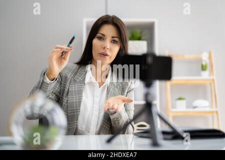 Online-E-Learning-Videokonferenz Auf Dem Mobiltelefon Stockfoto