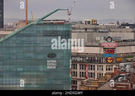 Manchester City Centre National Football Museum und die Druckgrafiken Stockfoto