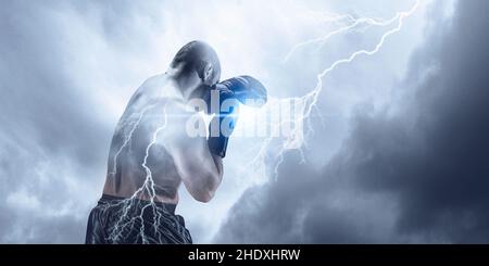 Gewitter, Kampf, Boxer, Gewitter, Kampf, Kämpfe, Boxer Stockfoto