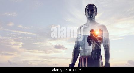 Sportler, Boxer, Heroic, Athlet, Athleten, Sportler, Boxer, Heldentaten Stockfoto