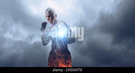 Stärke, Boxer, kampfbereit, Kräfte, Stärken, Boxer, Kampf bereit Stockfoto