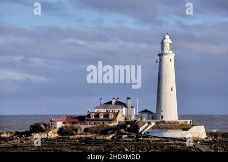 St. Mary's Lighthouse Whitley Bay, eine Küstenstadt in North Tyneside, Tyne & Wear, England Stockfoto