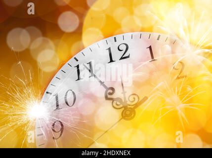 Uhr, Silvester, Uhren, Silvester, Neujahr Stockfoto