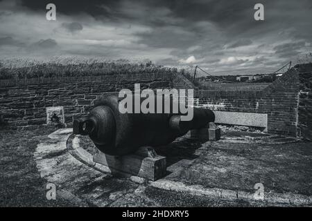 9-Zoll-rml-Kanone in Fort charlotte auf georges Island Stockfoto