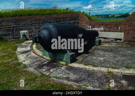 9-Zoll-rml-Kanone in Fort charlotte auf georges Island Stockfoto