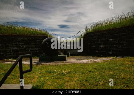 9-Zoll-rml-Kanone in Fort charlotte auf georges Island Stockfoto