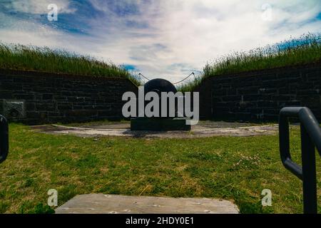 9-Zoll-rml-Kanone in Fort charlotte auf georges Island Stockfoto