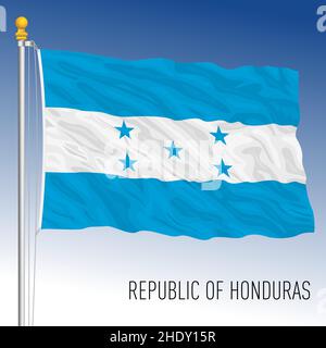 Honduras offizielle Nationalflagge und Wappen, mittelamerika, neue Flagge 2022, Vektorgrafik Stock Vektor