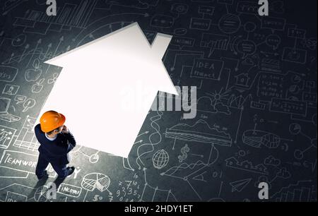 Planung, Ingenieur, Gebäudekonstruktion, Mind Mapping, Ingenieure, Gebäudekonstruktionen Stockfoto