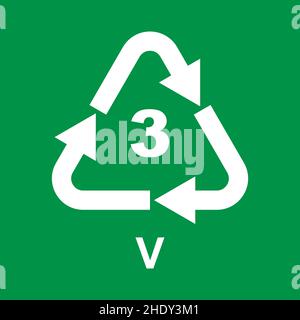 Kunststoff Recycling Symbol Klasse 3 V Stock Vektor
