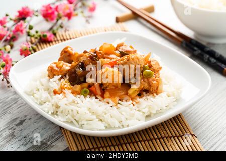 Reisgericht, vegan, süß-sauer, Reisgerichte, Veganer Stockfoto