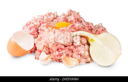 Gewürze, Eigelb, Schweinshack, Gewürze, Eigelb Stockfoto