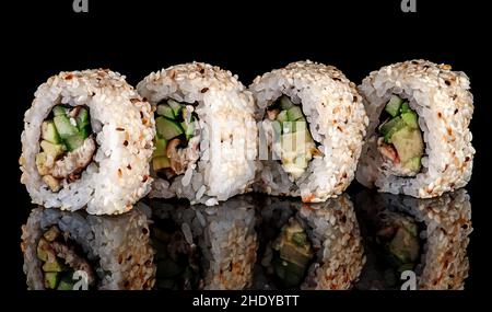 Sushi, Rollen von innen nach außen, sushi Stockfoto