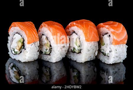 Sushi, Brötchen von innen heraus, Uramaki, sushis, Uramakis Stockfoto