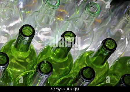 Glasflasche, Glasflaschen, Glasgeschirr Stockfoto