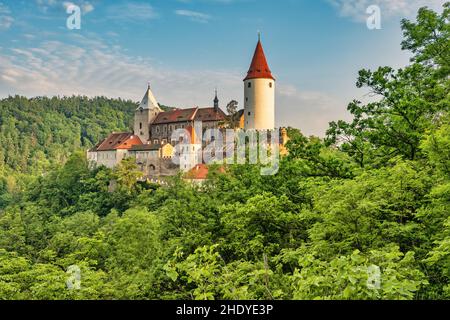 Gotische Burg Krivoklat aus dem 12th. Jahrhundert ist eine der ältesten und bedeutendsten Burgen in der Tschechischen Republik Stockfoto