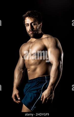 Muskulös bauen, buff , sportlich, Bodybuilder, muskulös bauen, Buff s, Leichtathletik, Bodybuilder, Bodybuilding Stockfoto