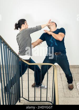 Verteidigung, Angriff, Selbstverteidigung, Duell, Verteidigung, Angriffe, Selbstverteidigung, Duelle Stockfoto