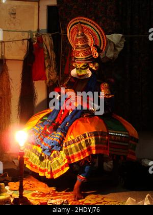 Kathakali ist eine große klassische Tanzform von Kerala Indien. Stockfoto