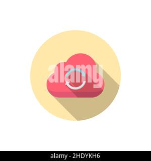 Vektorsymbol für Cloud-Synchronisierung, flaches Design, langer Schatten Stock Vektor